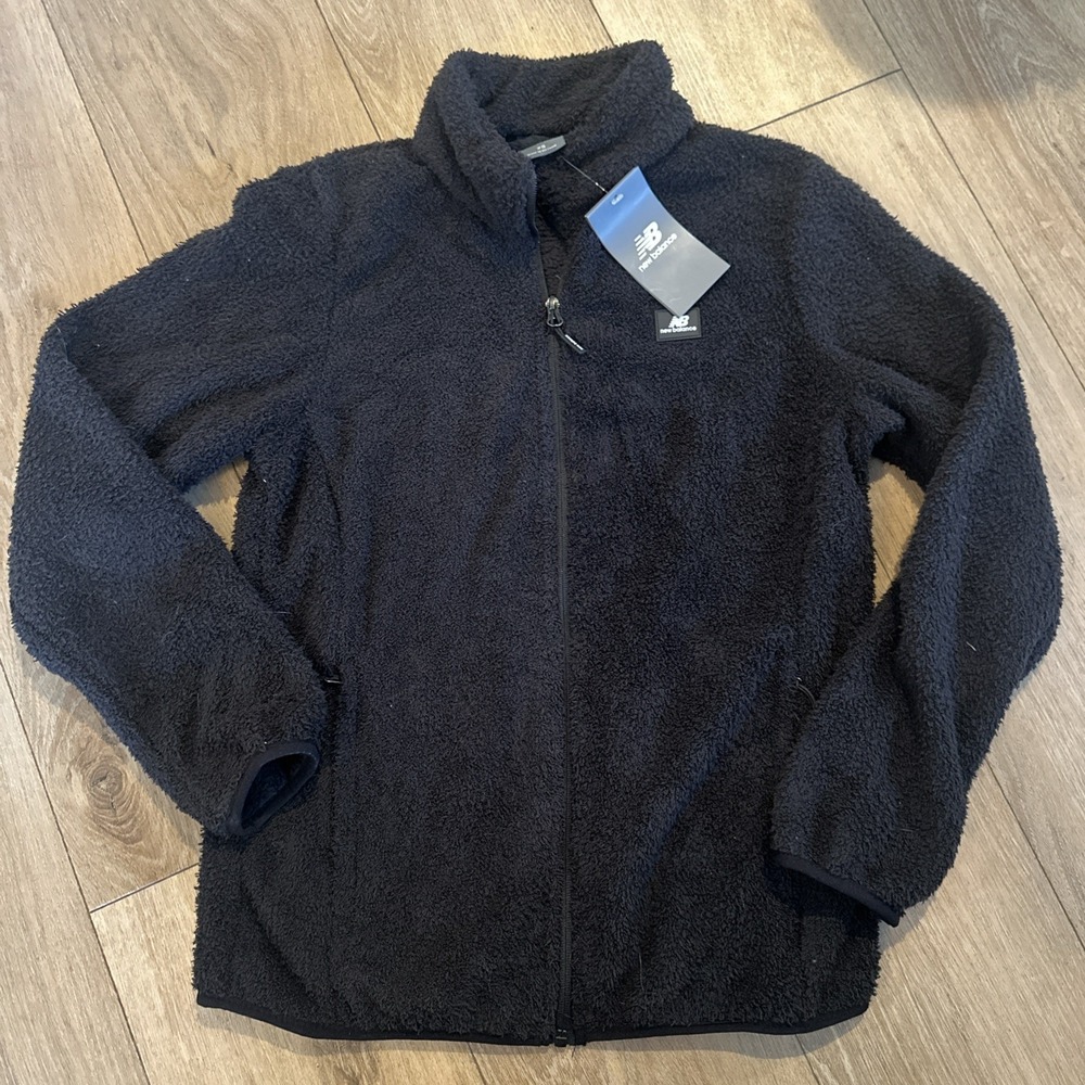 New Balance Women's Full Zip Fleece Jacket Teddy Bear Black X-Small